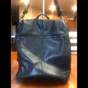 Black leather mini backpack
